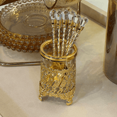 Conjunto 6 Colheres Com Suporte De Zamac Dourada 14cm - Ela Decora